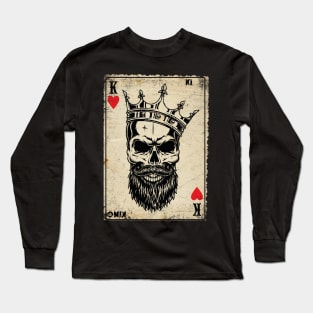 King And Queen Skull Card Hearts Flush Couple Skull Long Sleeve T-Shirt